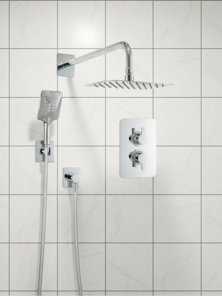 HSK Komplett-Set 2.04 Softcube – Unterputz-Duschsystem mit Regendusche (Chrom)