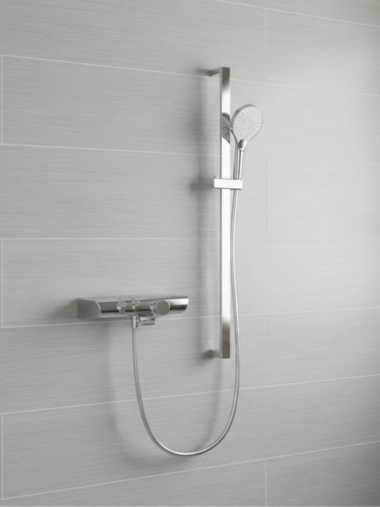 HSK Komplett-Set 1.40 AquaXPro – Badewannen-Thermostat mit Glasablage Weiß (Chrom)