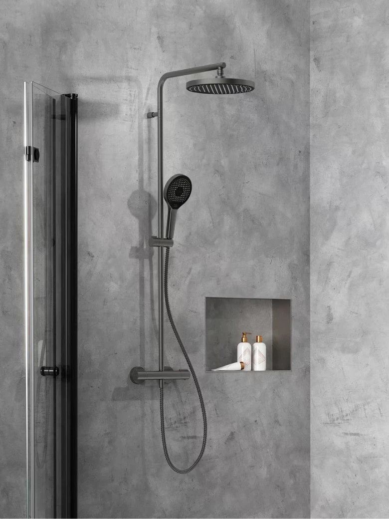 HSK RS Slim Thermostat – Duschsystem in Gunmetal gebürstet (280)