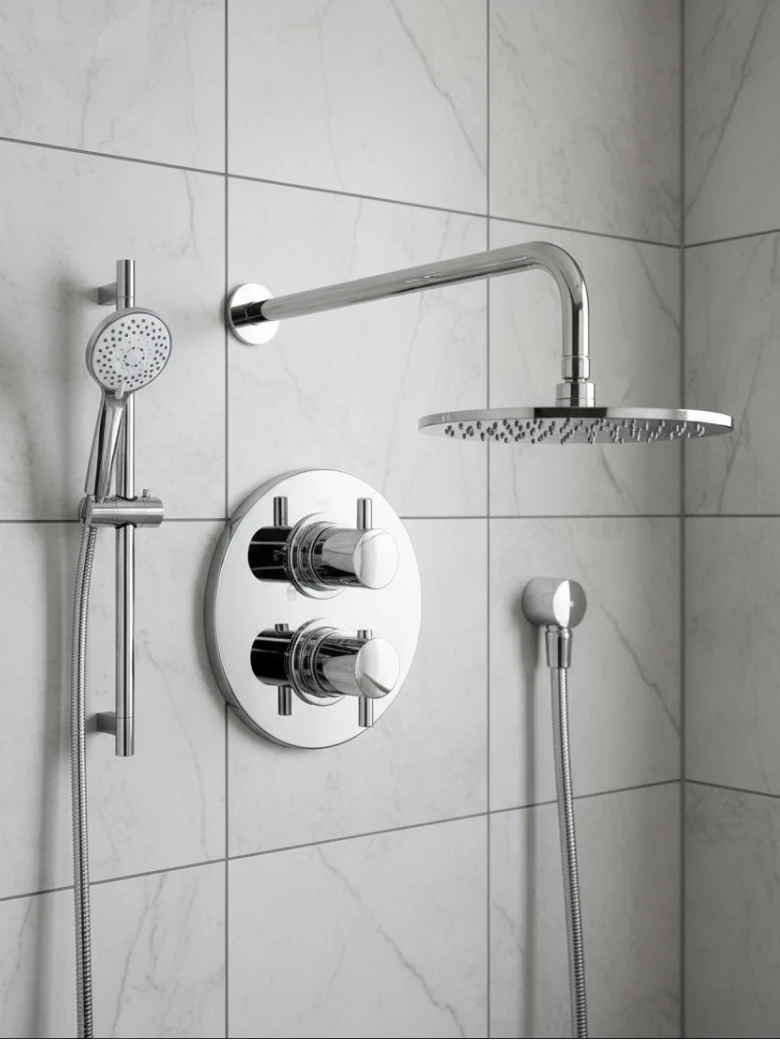 HSK Komplett-Set 1.05 Rund – Unterputz-Thermostat mit Brausestange & Regendusche